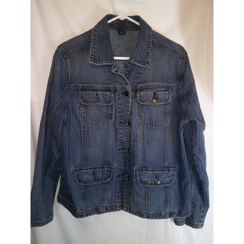 Vintage Venezia Denim Jacket Jean Button Front Pockets Blue Casual Size 14/16